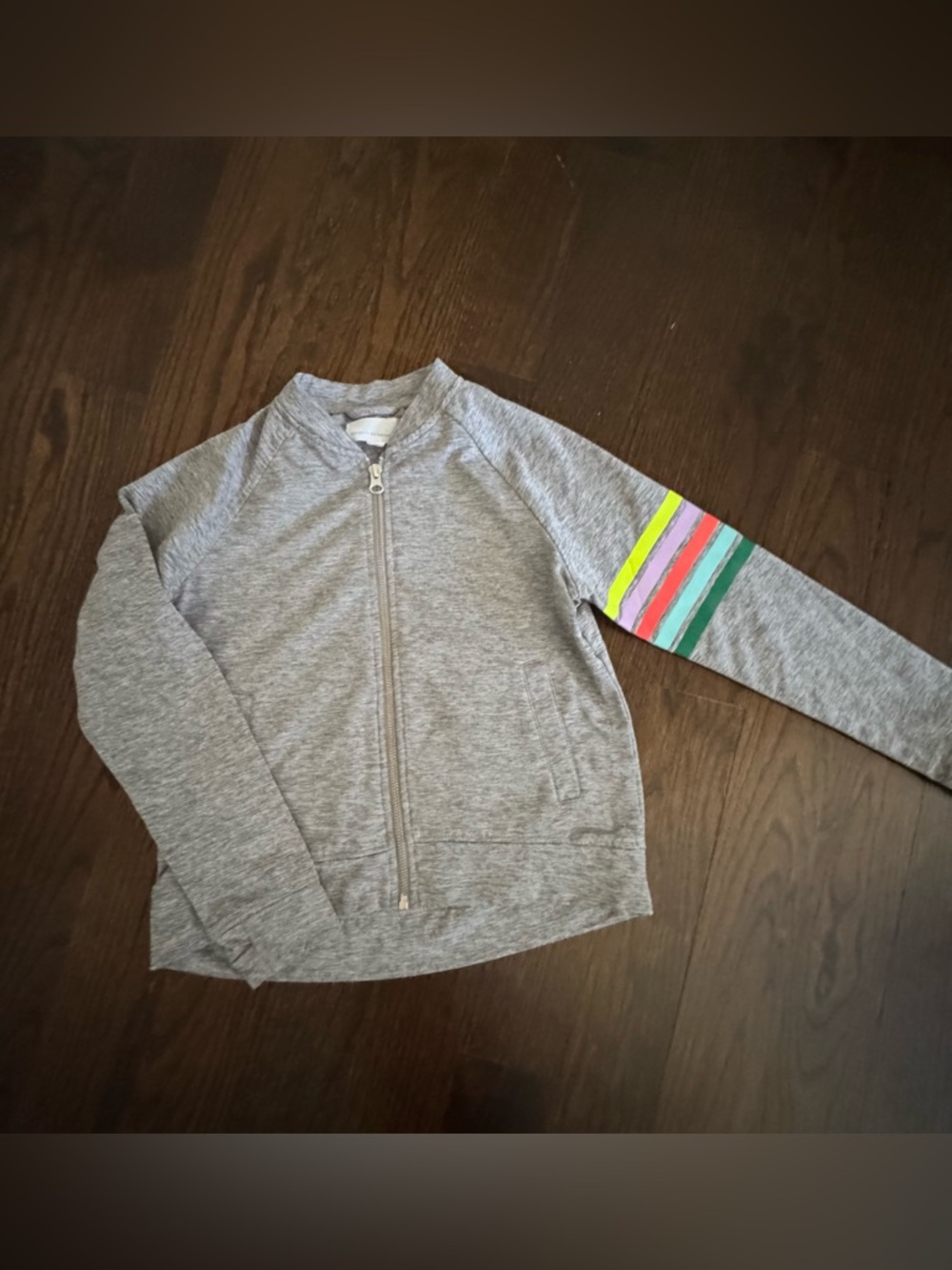 Rockets of Awesome Gray Rainbow Striped Tech Jacket - girls size 8
